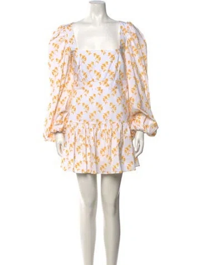 Pre-owned Caroline Constas Floral Print Mini Dress W/ Tags In Yellow