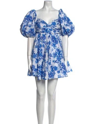 Pre-owned Caroline Constas Floral Print Mini Dress In White