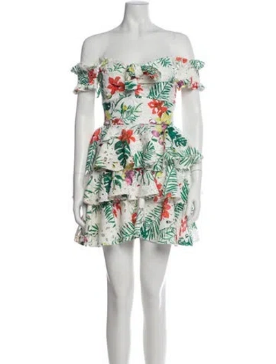 Pre-owned Caroline Constas Floral Print Mini Dress In White