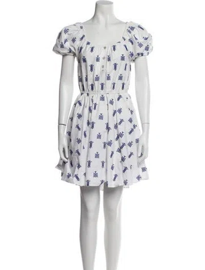 Pre-owned Caroline Constas Floral Print Mini Dress In White