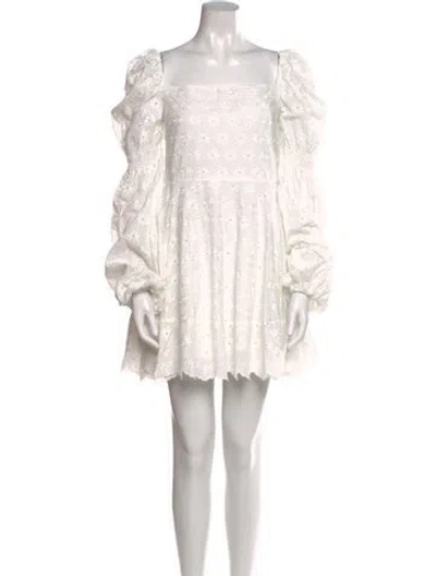 Pre-owned Caroline Constas Floral Print Mini Dress In White