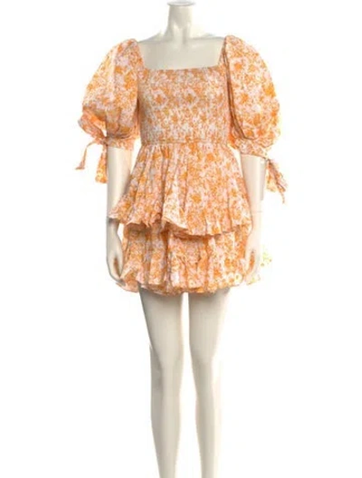 Pre-owned Caroline Constas Floral Print Mini Dress In White