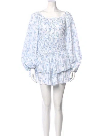 Pre-owned Caroline Constas Floral Print Mini Dress In White