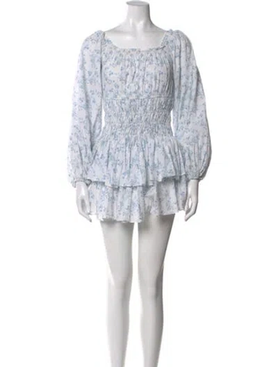 Pre-owned Caroline Constas Floral Print Mini Dress In White