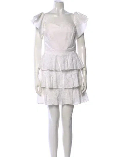 Pre-owned Caroline Constas Floral Print Mini Dress In White