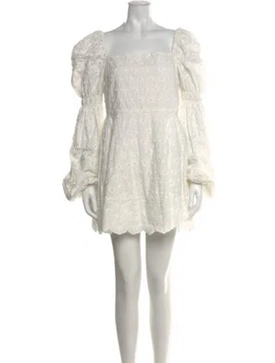 Pre-owned Caroline Constas Floral Print Mini Dress In White