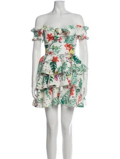 Pre-owned Caroline Constas Floral Print Mini Dress In White