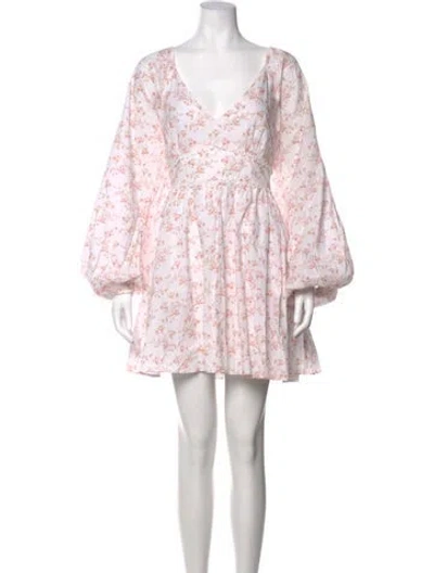 Pre-owned Caroline Constas Floral Print Mini Dress In White