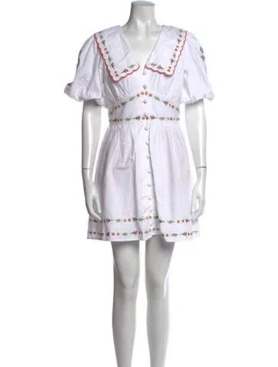 Pre-owned Caroline Constas Floral Print Mini Dress In White