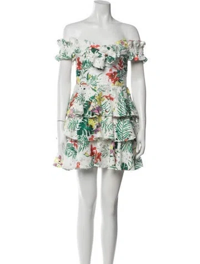Pre-owned Caroline Constas Floral Print Mini Dress In White