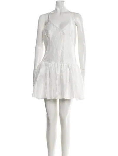 Pre-owned Caroline Constas Floral Print Mini Dress In White