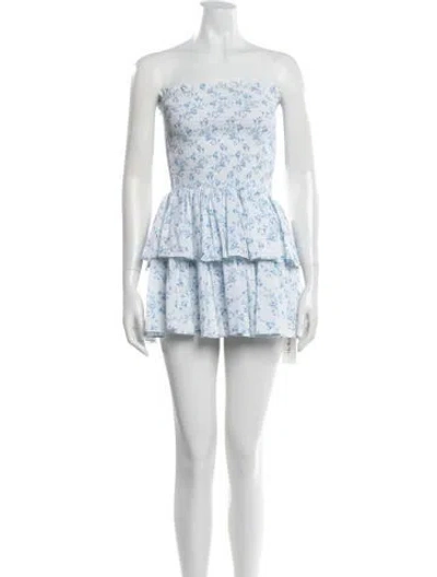 Pre-owned Caroline Constas Floral Print Mini Dress In White