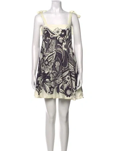 Pre-owned Caroline Constas Floral Print Mini Dress In White