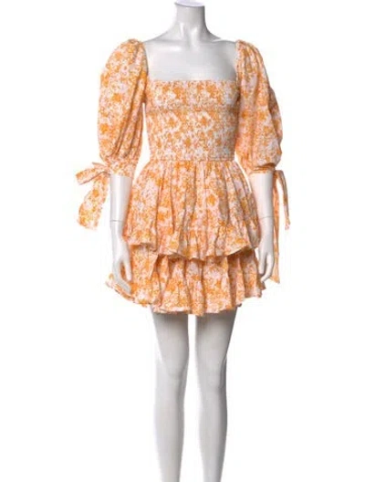 Pre-owned Caroline Constas Floral Print Mini Dress In White