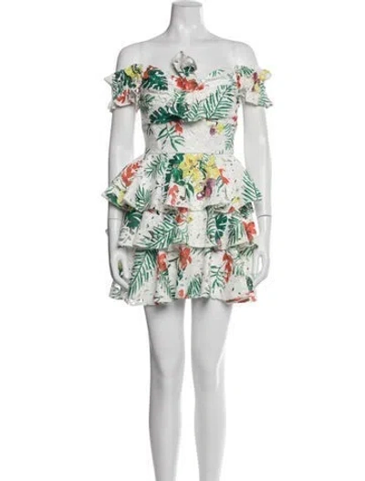 Pre-owned Caroline Constas Floral Print Mini Dress In White