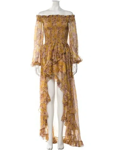 Pre-owned Caroline Constas Floral Print Mini Dress In Yellow