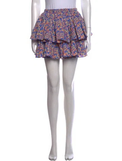 Pre-owned Caroline Constas Floral Print Mini Skirt In Blue
