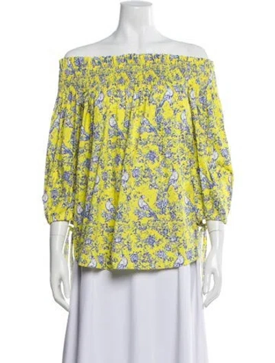 Pre-owned Caroline Constas Floral Print Off-the-shoulder Blouse In Multi