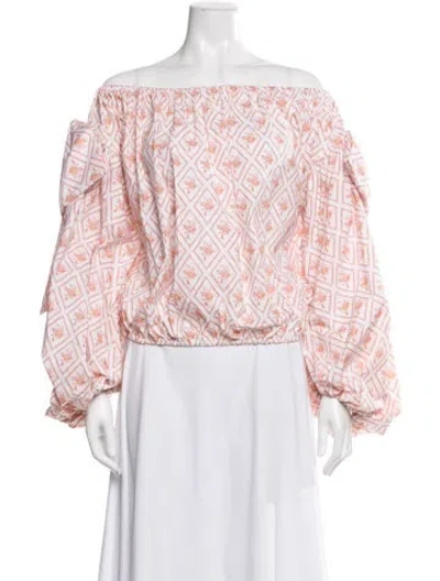 Pre-owned Caroline Constas Floral Print Off-the-shoulder Blouse In Multi