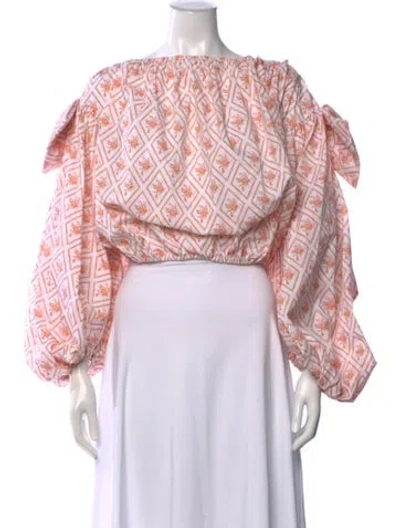 Pre-owned Caroline Constas Floral Print Off-the-shoulder Blouse In Multi