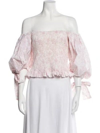 Pre-owned Caroline Constas Floral Print Off-the-shoulder Blouse In Pink