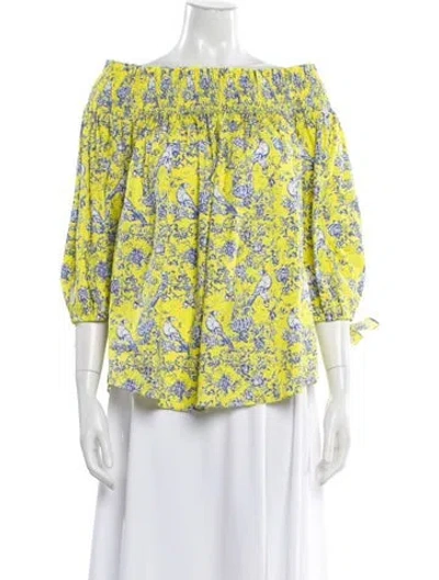 Pre-owned Caroline Constas Floral Print Off-the-shoulder Blouse W/ Tags In Multi