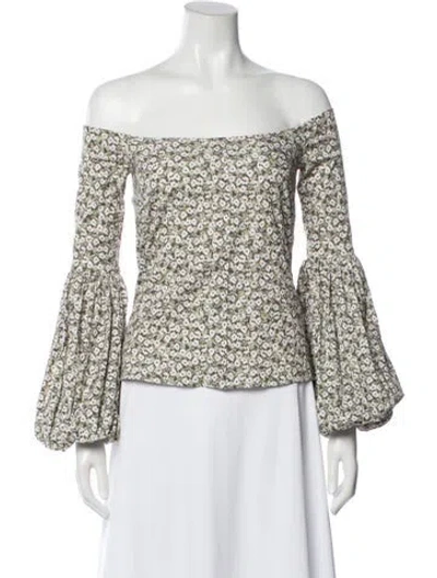 Pre-owned Caroline Constas Floral Print Off-the-shoulder Top In Multi