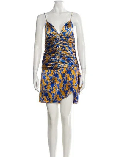 Pre-owned Caroline Constas Floral Print Pleated Accents Skirt Set W/ Tags In Yellow