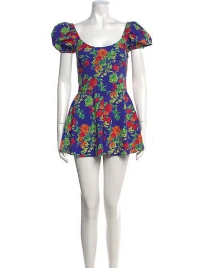 Pre-owned Caroline Constas Floral Print Scoop Neck Jumpsuit In Multicolor