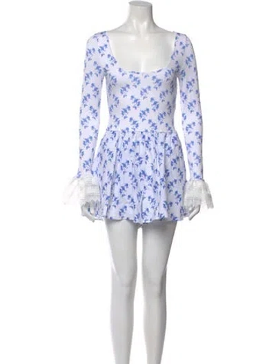 Pre-owned Caroline Constas Floral Print Scoop Neck Romper In Multi