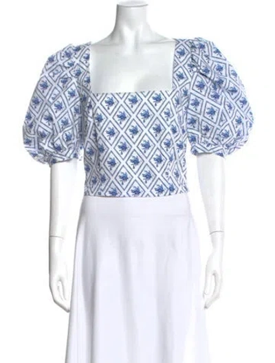 Pre-owned Caroline Constas Floral Print Square Neckline Top In Multi