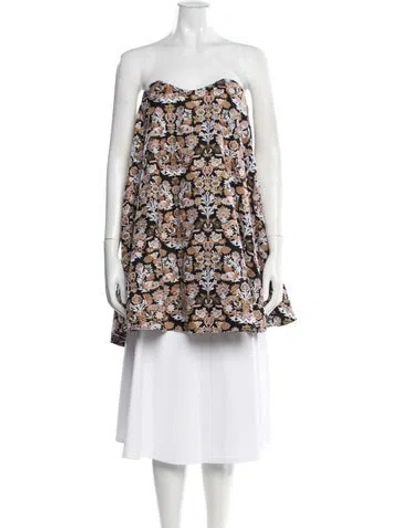 Pre-owned Caroline Constas Floral Print Strapless Blouse