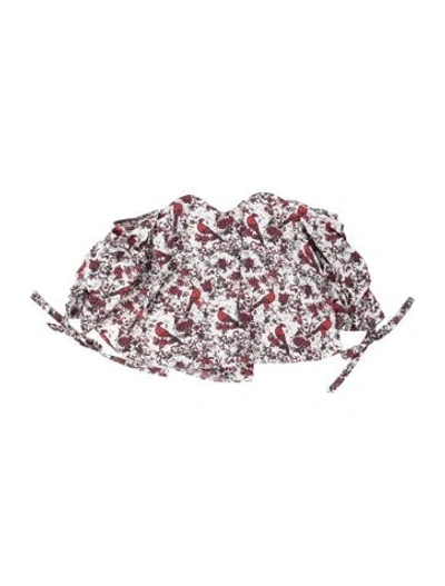 Pre-owned Caroline Constas Floral Print Tie Neck Blouse In Multicolor