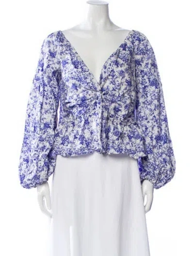 Pre-owned Caroline Constas Floral Print V-neck Blouse In Multi