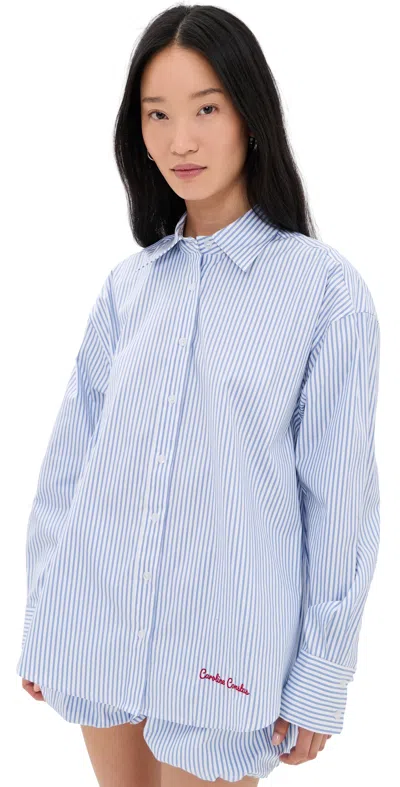 Caroline Constas Frankie Blouse Blue White Stripe In Multi