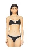Caroline Constas Gillian Keyhole Bikini Top In Black Ivory Combo