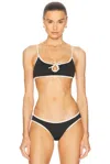 Caroline Constas Gillian Keyhole Bikini Top In Black Ivory Combo