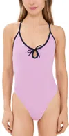 Caroline Constas Gillian Keyhole One Piece Mauve Navy Blazer Combo In Mauve Navy Blazer Combo