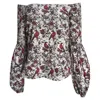 Caroline Constas Gisele Printed Blouse In Red Cotton In Red