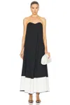 Caroline Constas Giulia Two-tone Strapless Midi Dress In Black & Off White Combo