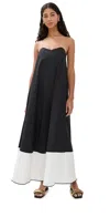 Caroline Constas Giulia Two-tone Strapless Midi Dress In Black Off White Combo