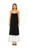 Caroline Constas Giulia Two-tone Strapless Midi Dress In Black,white