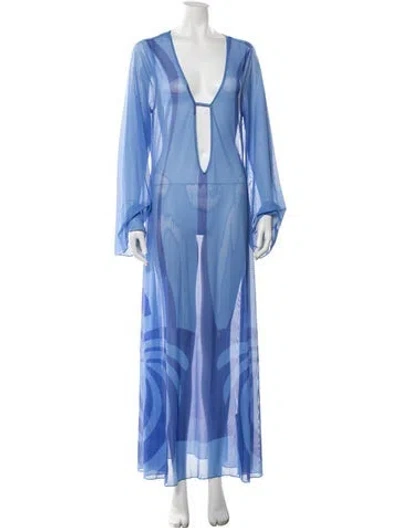 Pre-owned Caroline Constas Graphic Print Cover-up In Blue