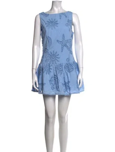 Pre-owned Caroline Constas Graphic Print Mini Dress In Blue