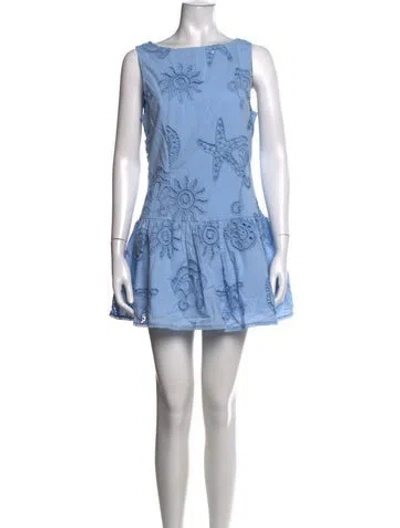 Pre-owned Caroline Constas Graphic Print Mini Dress In Blue