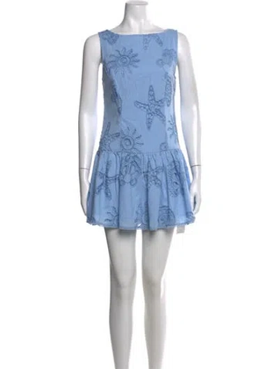 Pre-owned Caroline Constas Graphic Print Mini Dress W/ Tags In Blue