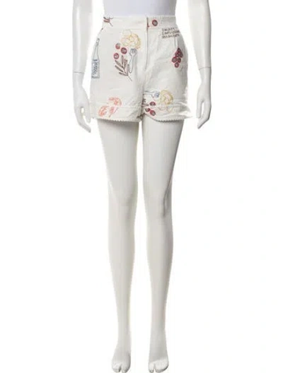 Pre-owned Caroline Constas Graphic Print Mini Shorts In White