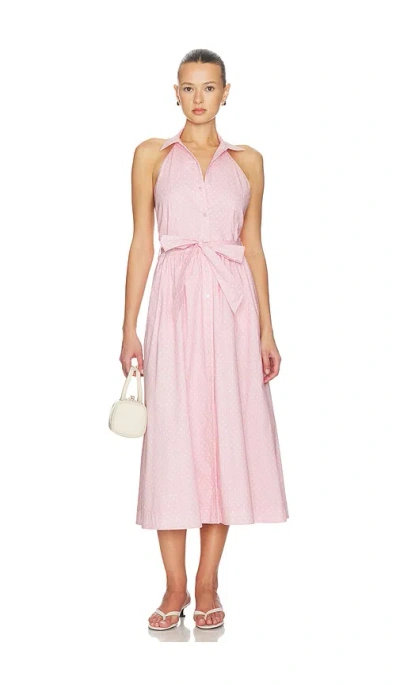 Caroline Constas Hadley Midi Dress In Pink Cherub White