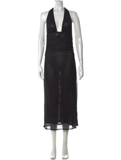 Pre-owned Caroline Constas Halterneck Long Dress In Black