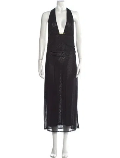 Pre-owned Caroline Constas Halterneck Long Dress In Black